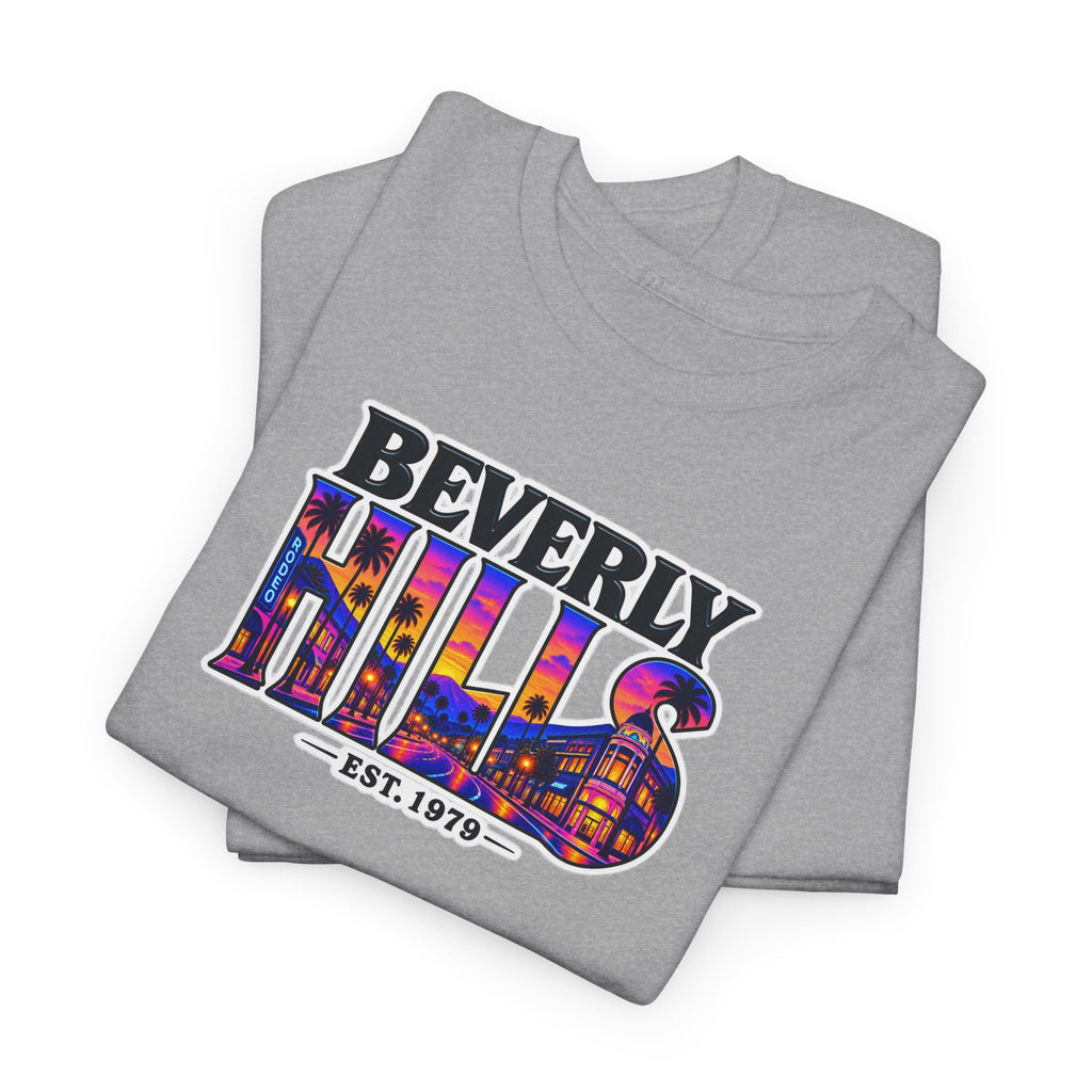 Beverly Hills Retro Sunset Tee — 'Beverly Hills EST. 1979' Graphic T-Shirt