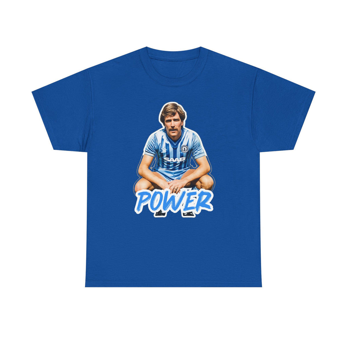 Paul Power Manchester City Legend Player Graphic Tee — Retro Football Jersey Design