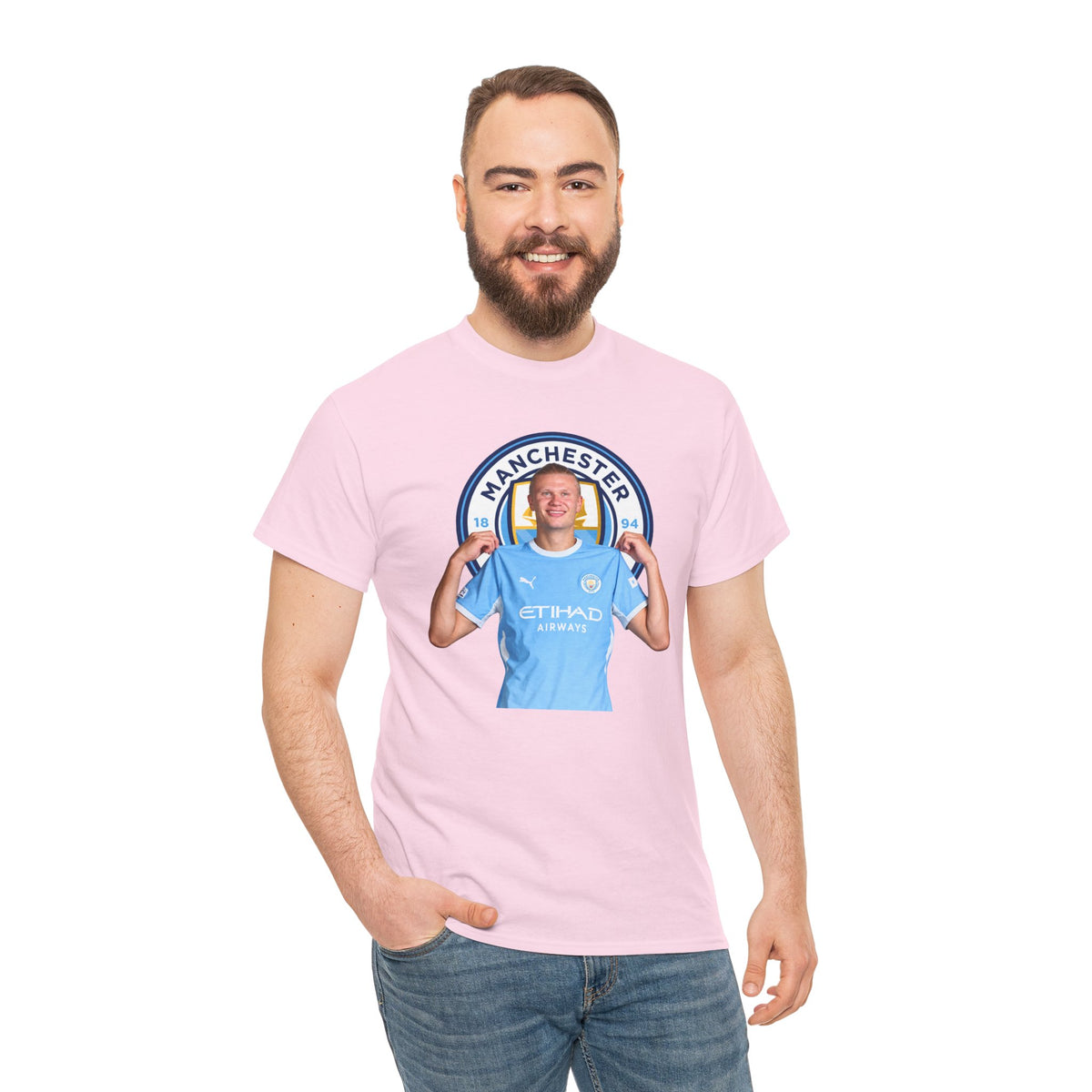Manchester City Erling Haaland Inspired Cotton T-Shirt Tee — Player Celebratory Graphic T-Shirt