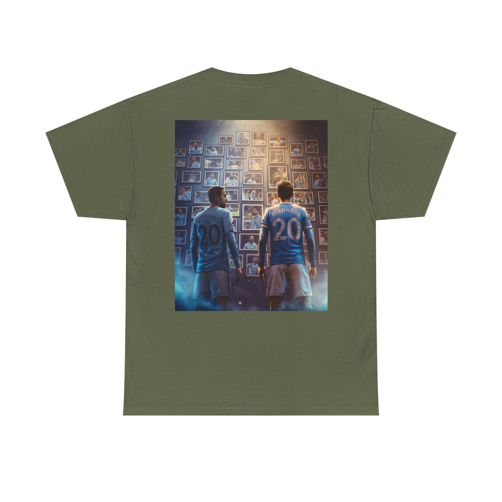 Bernardo Silva Manchester City Legend Graphic Tee — Player Cartoon Front & Tribute Poster Back