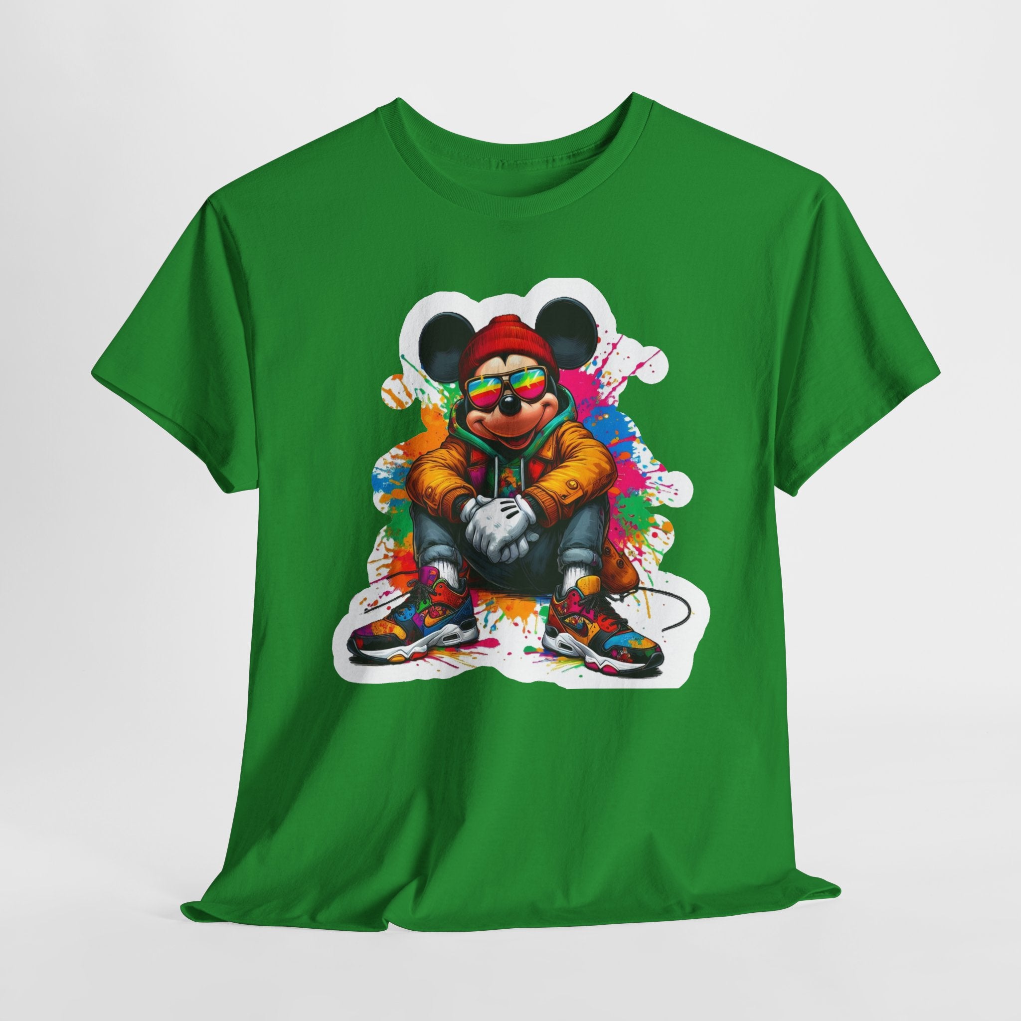 Streetwear Mouse Graphic Tee — Colorful Urban Hip-Hop Cartoon Shirt