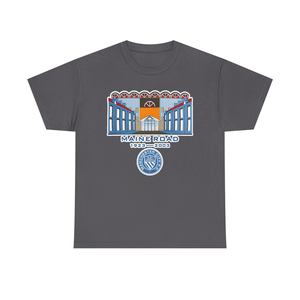 Maine Road 1923–2003 Cotton T-Shirt — Vintage Stadium Illustration Tee
