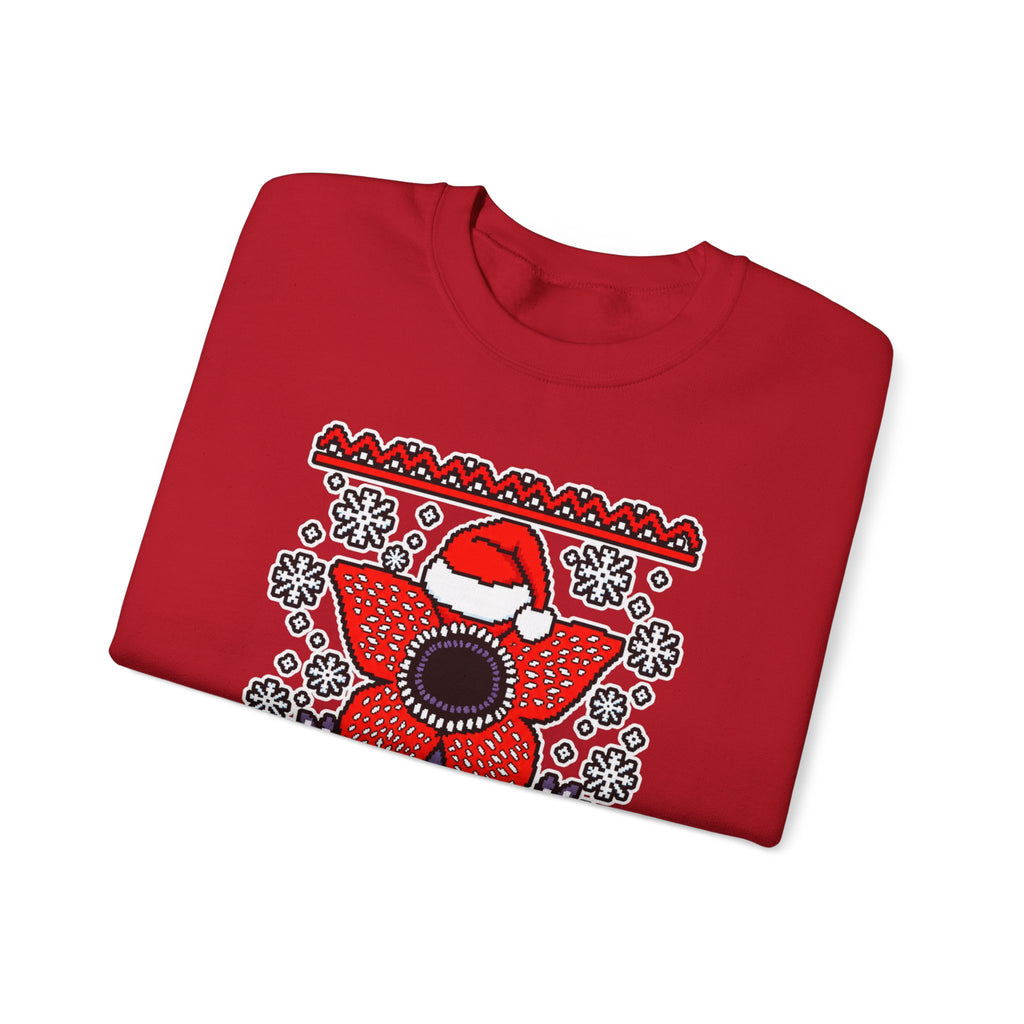 Stranger Christmas Crewneck Sweatshirt – Retro Demogorgon Holiday Sweater