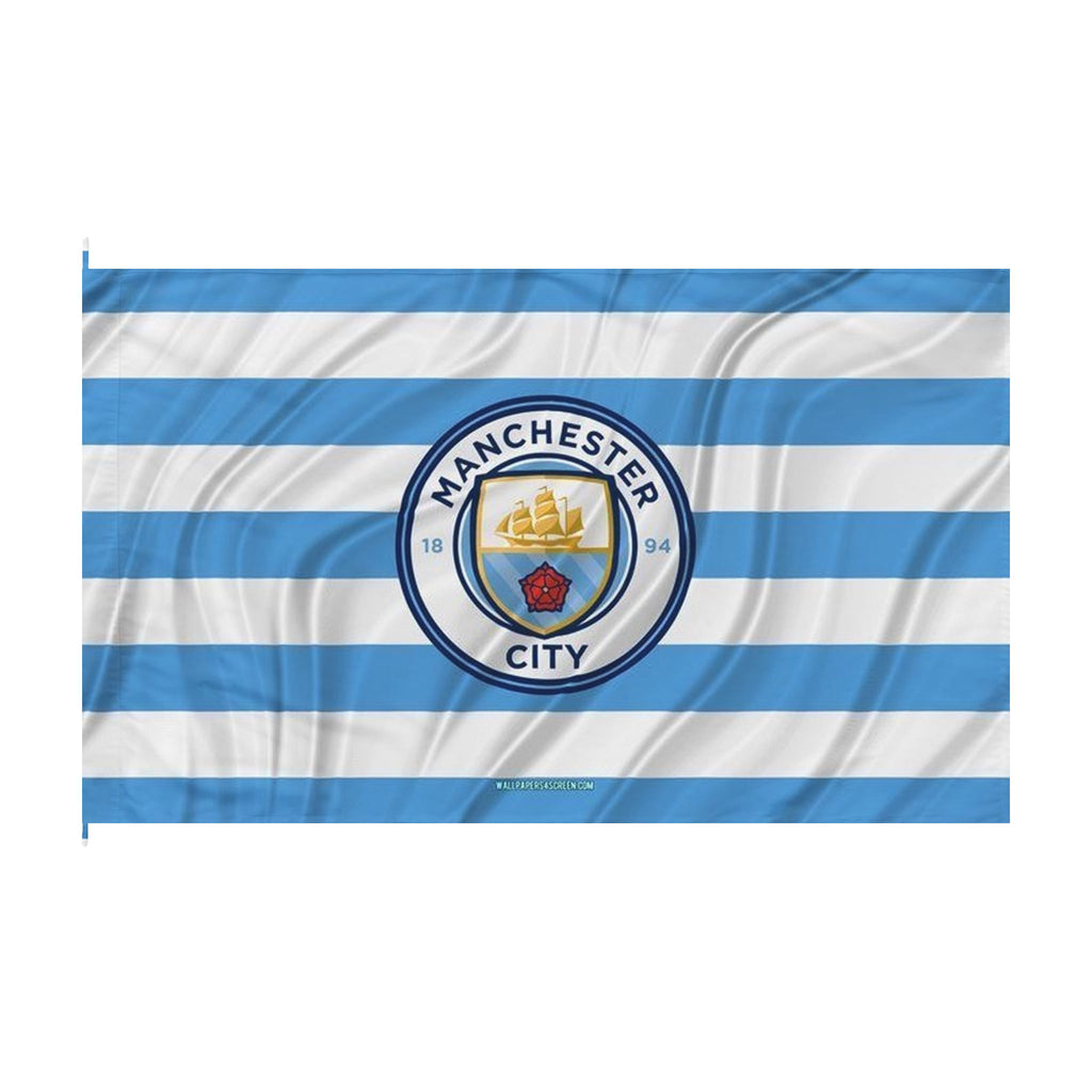 Manchester City Striped Double-Sided Fan Flag