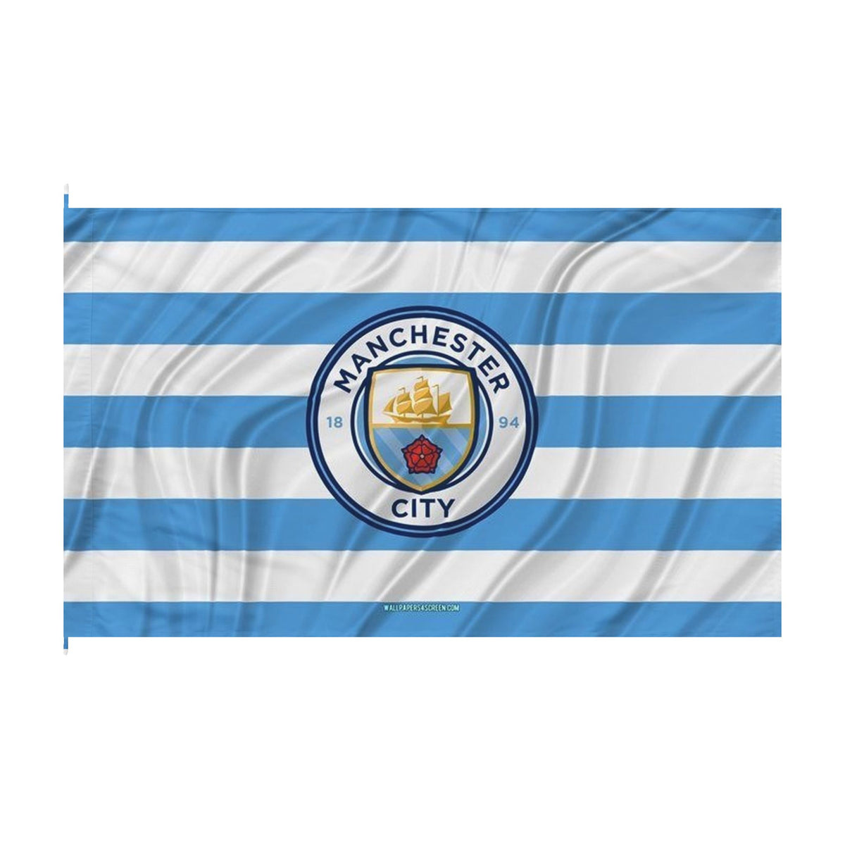 Manchester City Striped Double-Sided Fan Flag