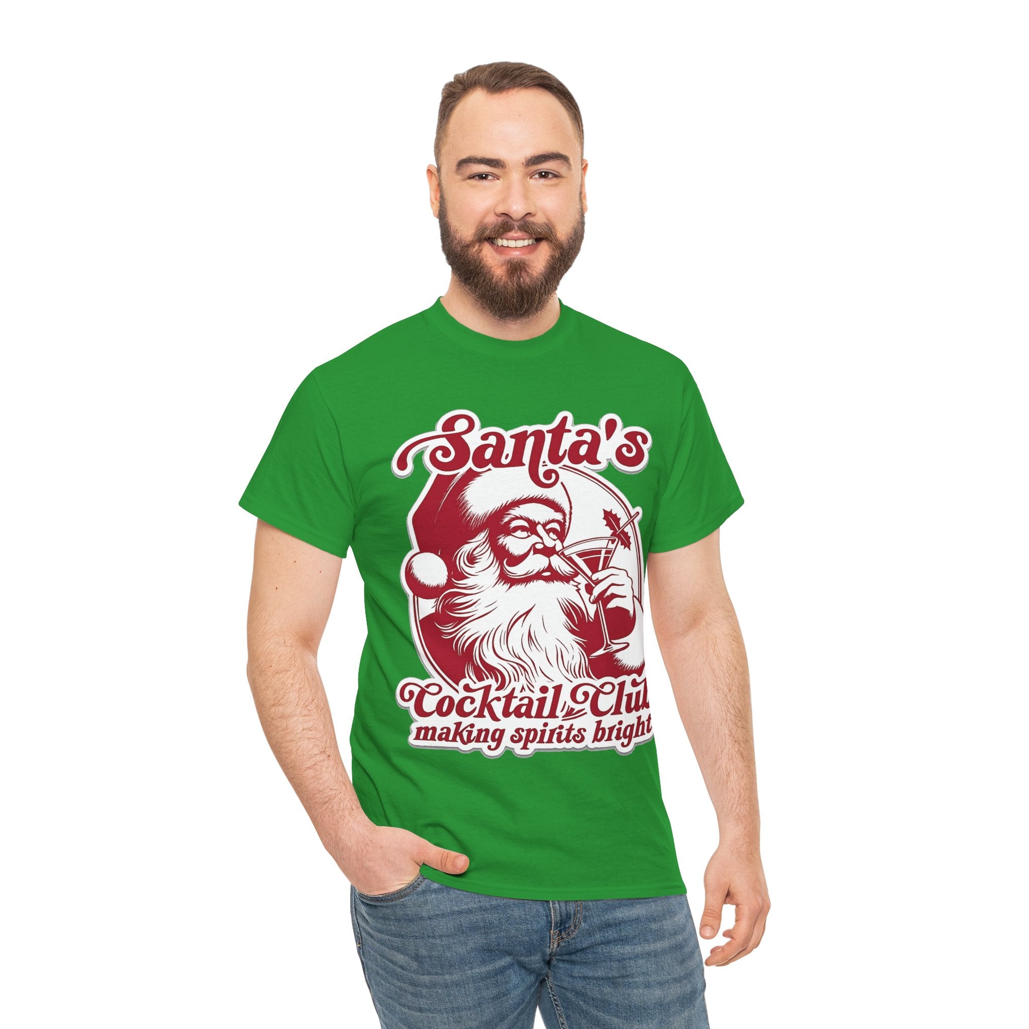 Santa’s Cocktail Club Tee — "Making Spirits Bright" Christmas Shirt