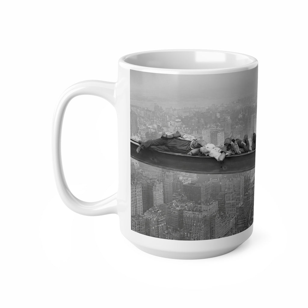 Vintage 'Lunch Atop a Skyscraper' Photo Coffee Mug — Retro NYC Skyline Ceramic Cup (11oz, 15oz)