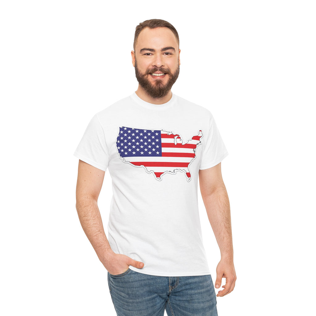 USA Flag Map T-Shirt — American Pride Graphic Tee for 4th of July