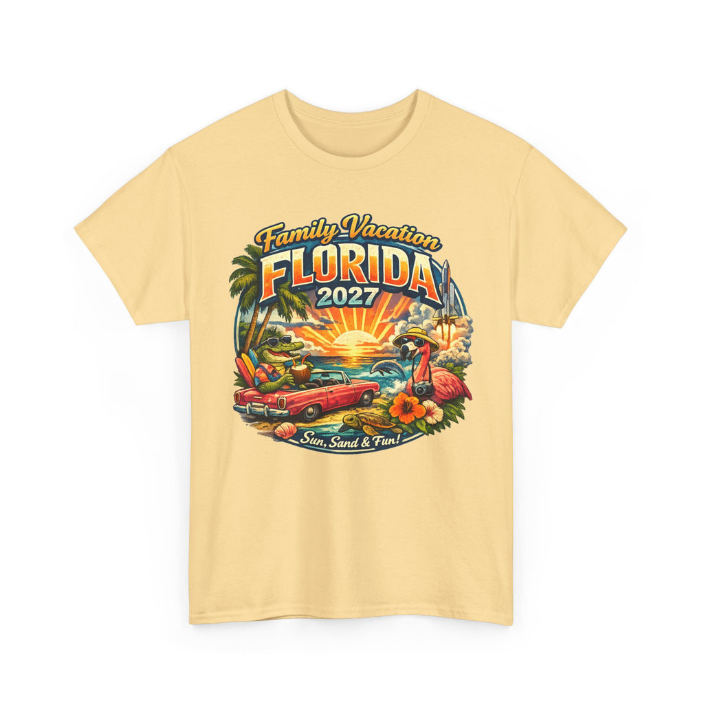 Florida Family Vacation 2027 T-Shirt — Retro Sunset Beach Design