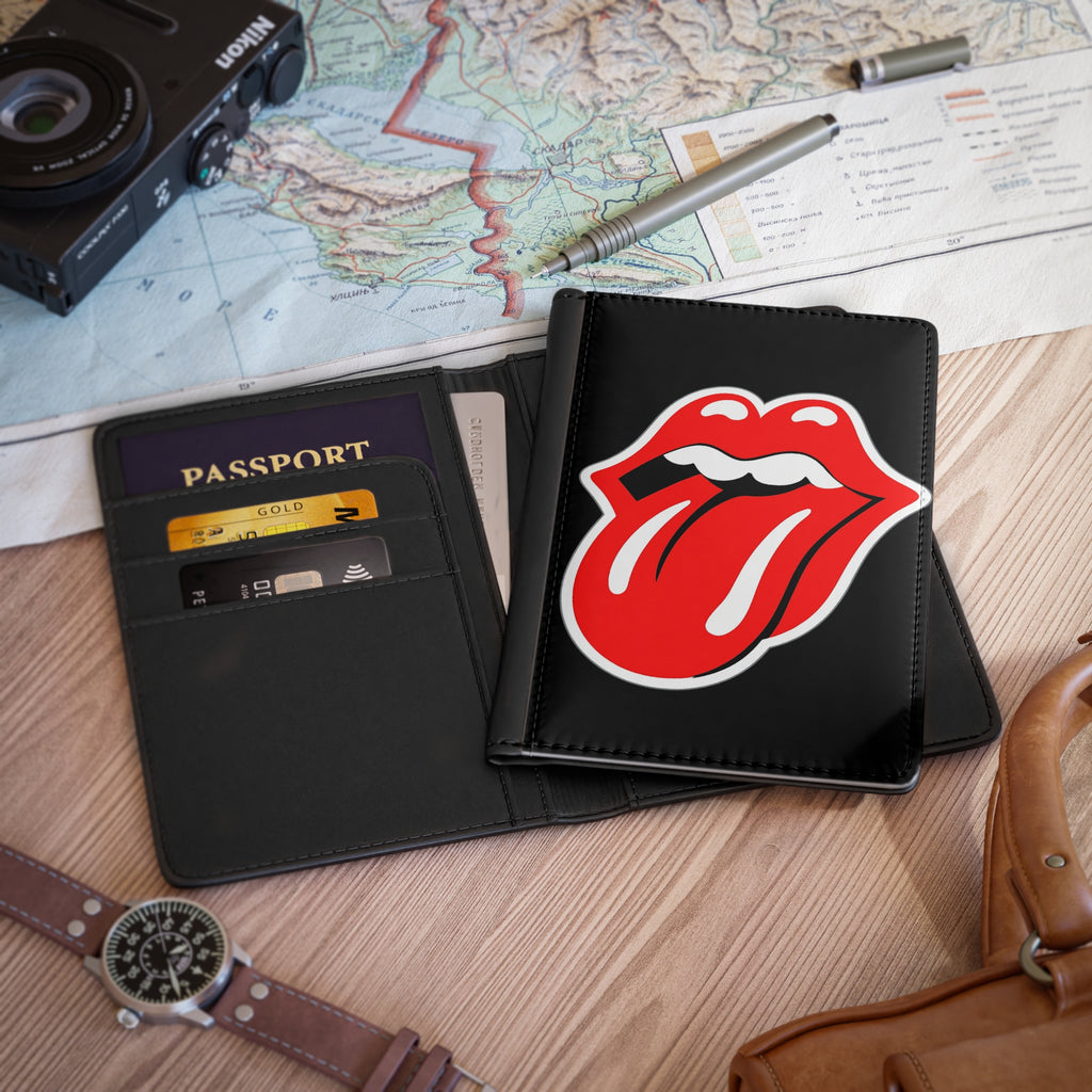 Rock Tongue and Lips Passport Cover — Retro Red Lips Travel Protector