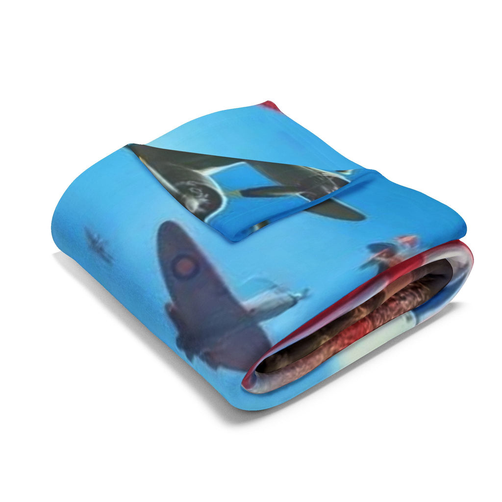 Union Jack Victory Fleece Blanket — Vintage WWII London Memorial Scene