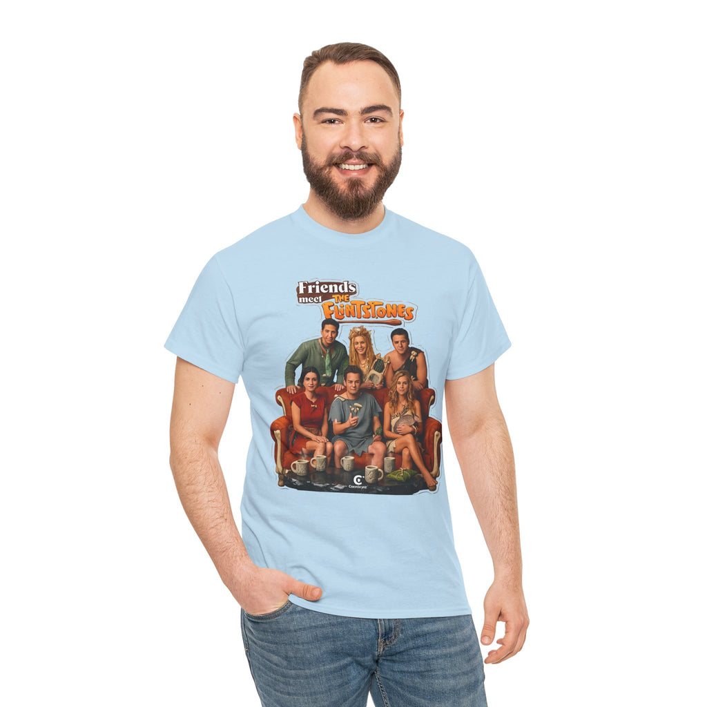 Friends meets the Flintstones TV Sitcom Cast Graphic Tee — 'Friends' Retro Couch Design