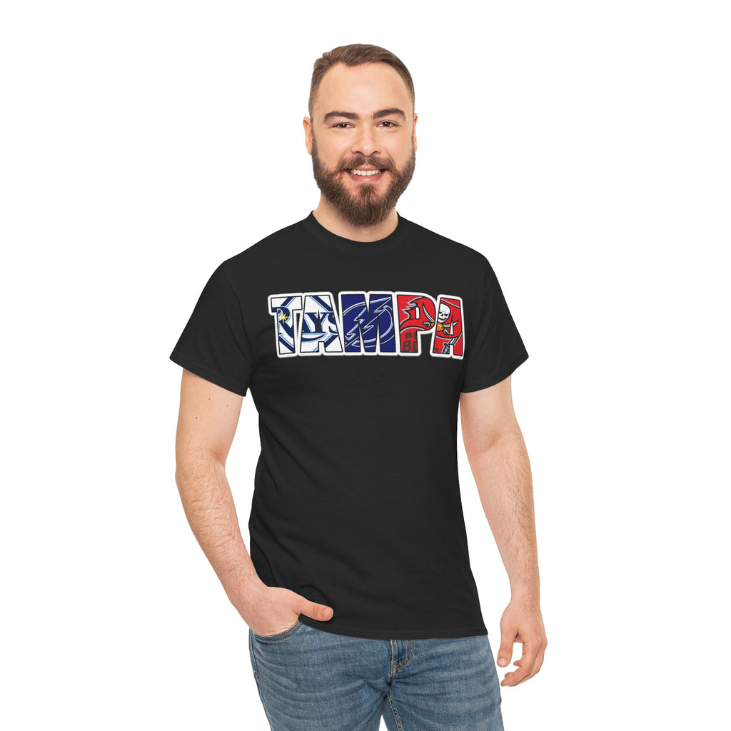 Tampa Block Letter Tee — Florida Flag Graphic T‑Shirt