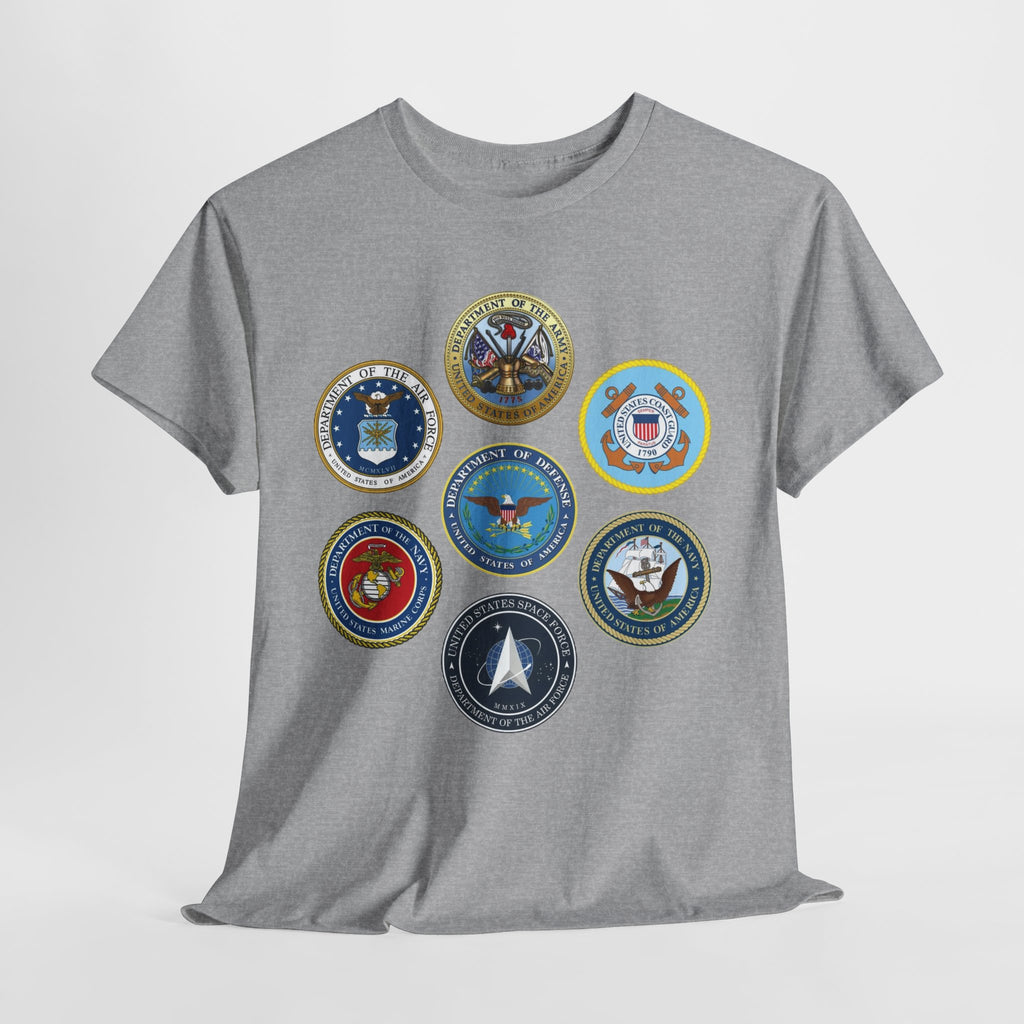 Military Branch Seals T-Shirt — Vintage US Armed Forces Emblems Tee