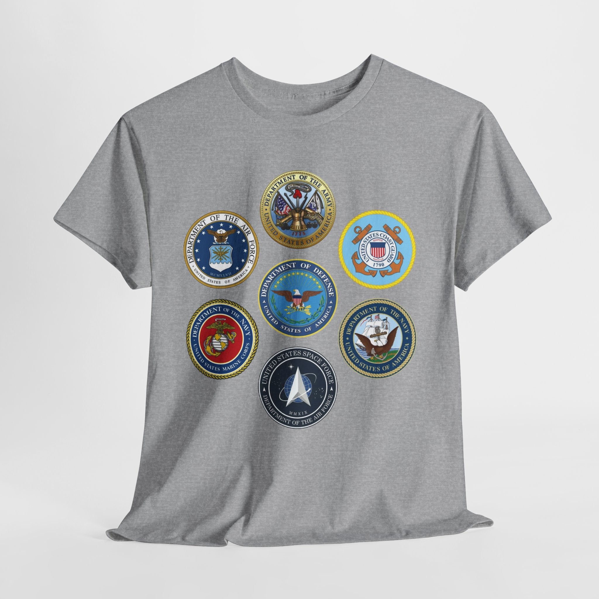 Military Branch Seals T-Shirt — Vintage US Armed Forces Emblems Tee