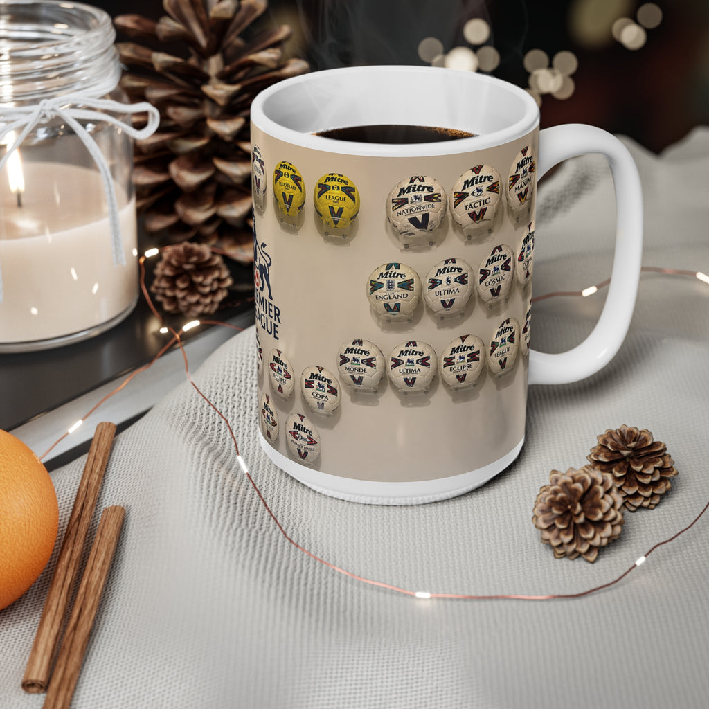 Premier League Football Mug — Vintage Ball Collection Ceramic Coffee Cup (11oz, 15oz)