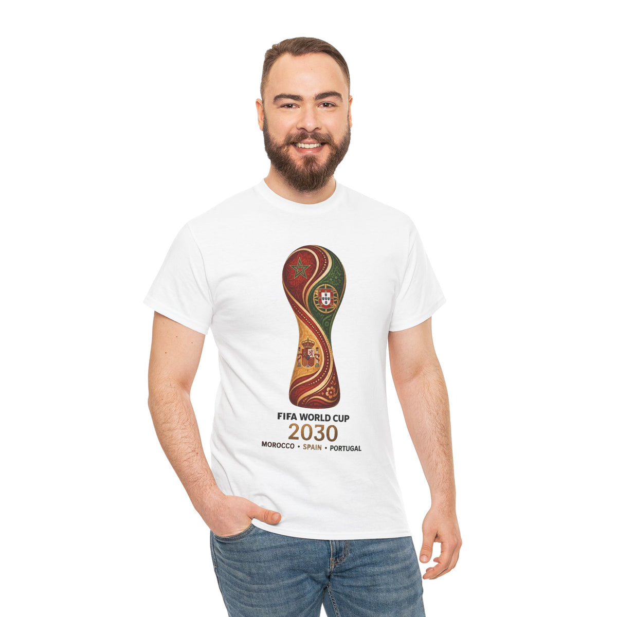 FIFA World Cup 2030 Trophy T-Shirt — Morocco Spain Portugal Official Design