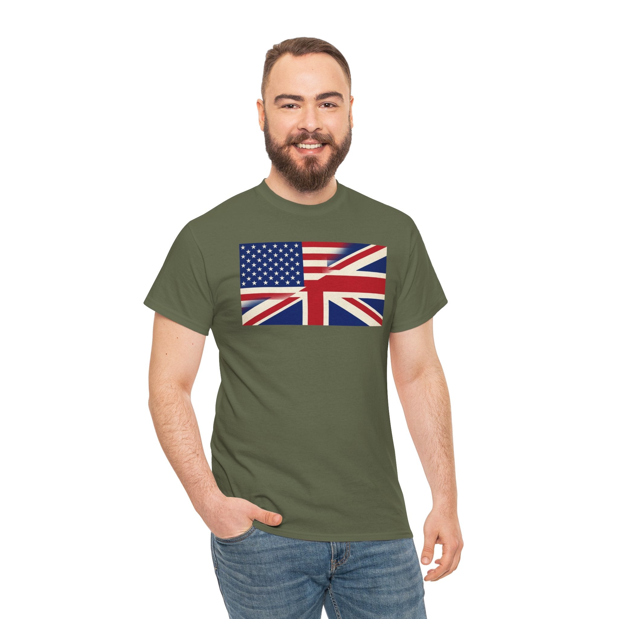 USA-UK Flag Graphic Tee — American British Union Jack Mashup T-Shirt