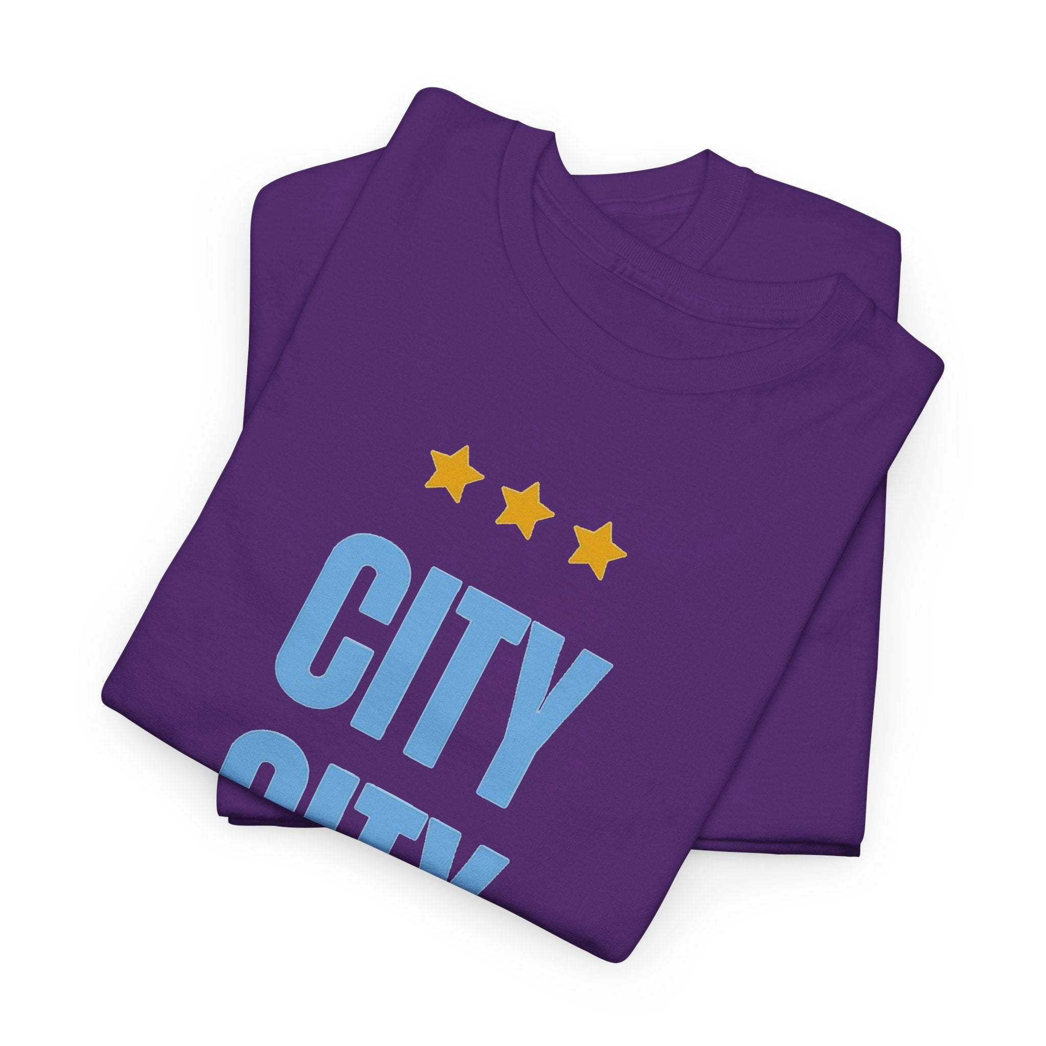 Manchester City City City Tee — Retro Three-Star Premier League Lion Soccer Shirt