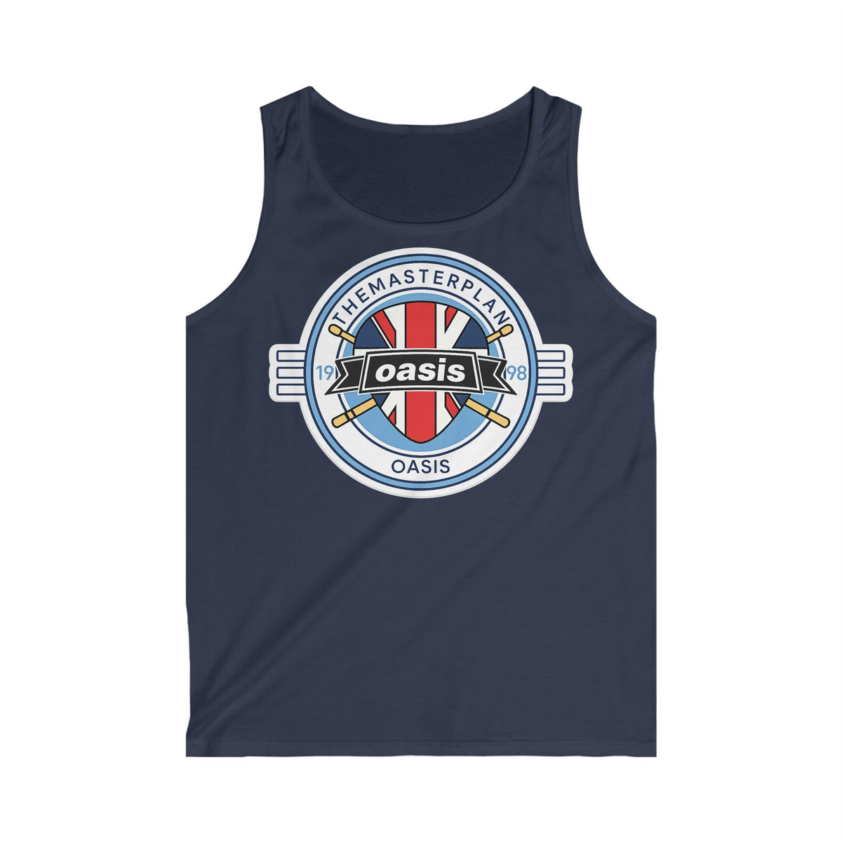 Oasis 'The Masterplan' Union Jack Logo Tank Top — Britpop Band Graphic Vest