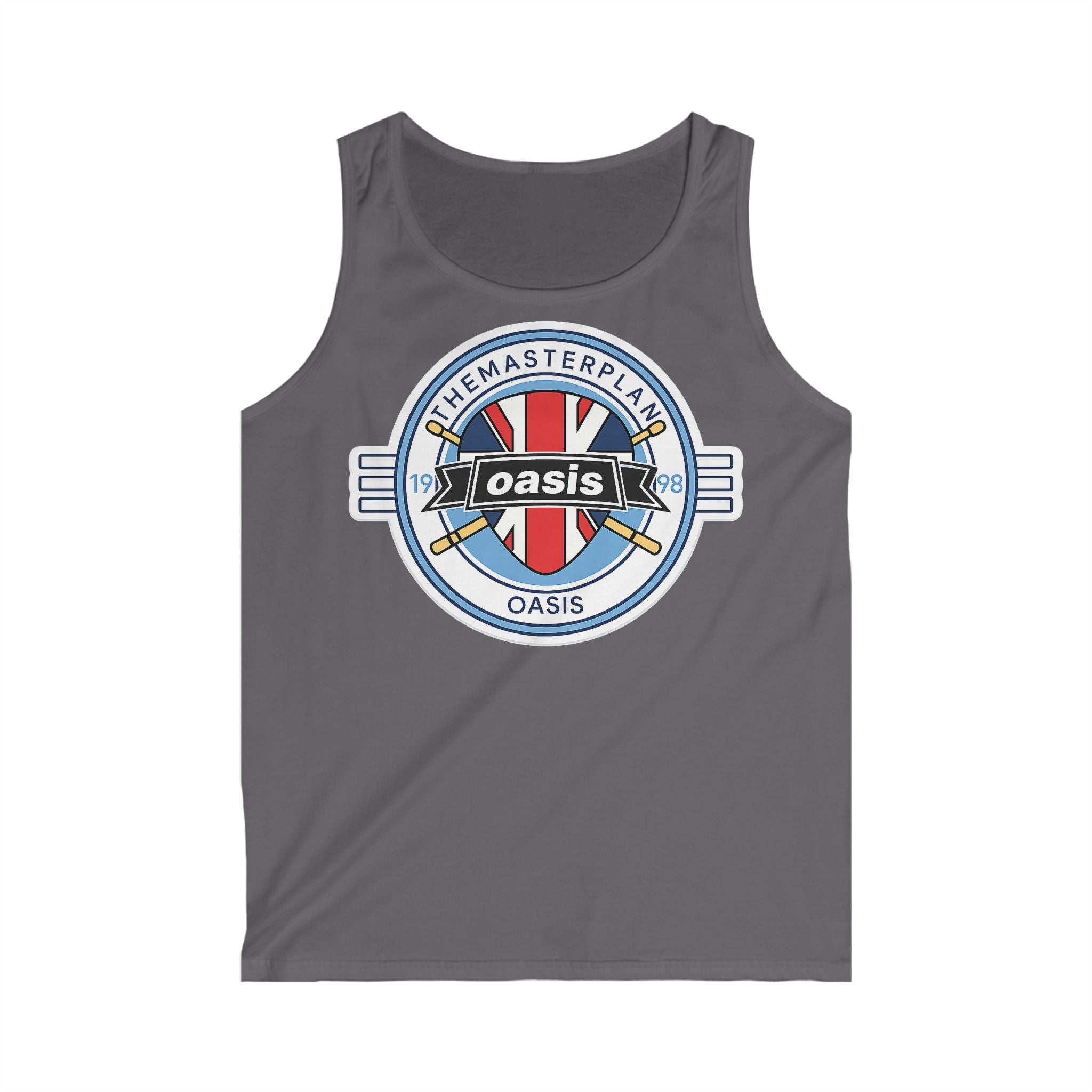 Oasis 'The Masterplan' Union Jack Logo Tank Top — Britpop Band Graphic Vest