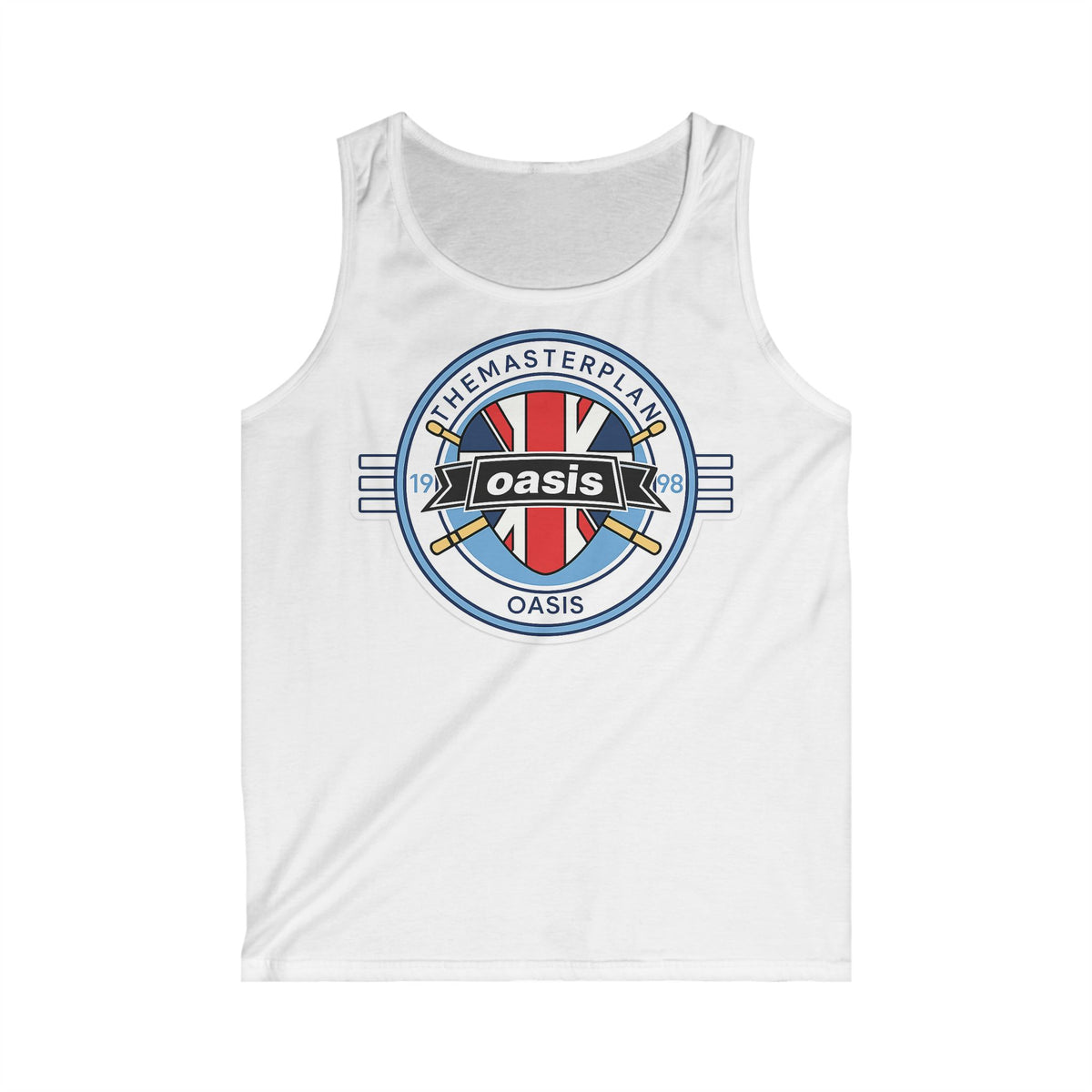 Oasis 'The Masterplan' Union Jack Logo Tank Top — Britpop Band Graphic Vest