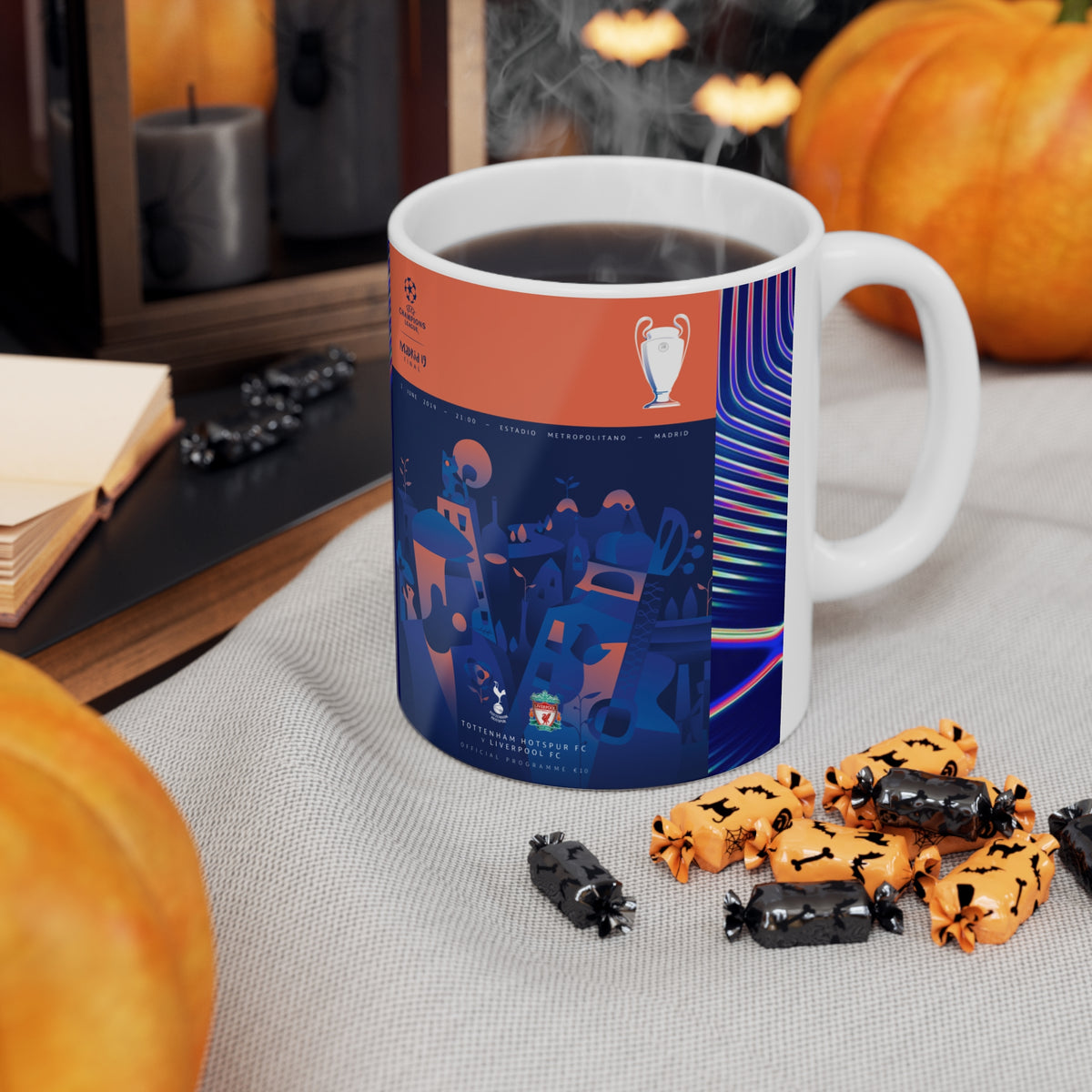 Liverpool 2018 & 2019 UEFA Champions League Finals Programme Covers Inspired Ceramic Coffee Mug — 11oz & 15oz