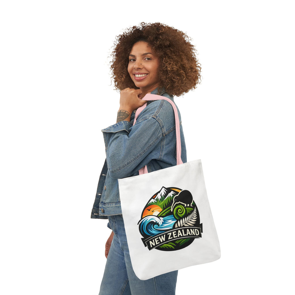 New Zealand Scenic Tote Bag — Kiwi, Mountains & Waves Canvas Tote
