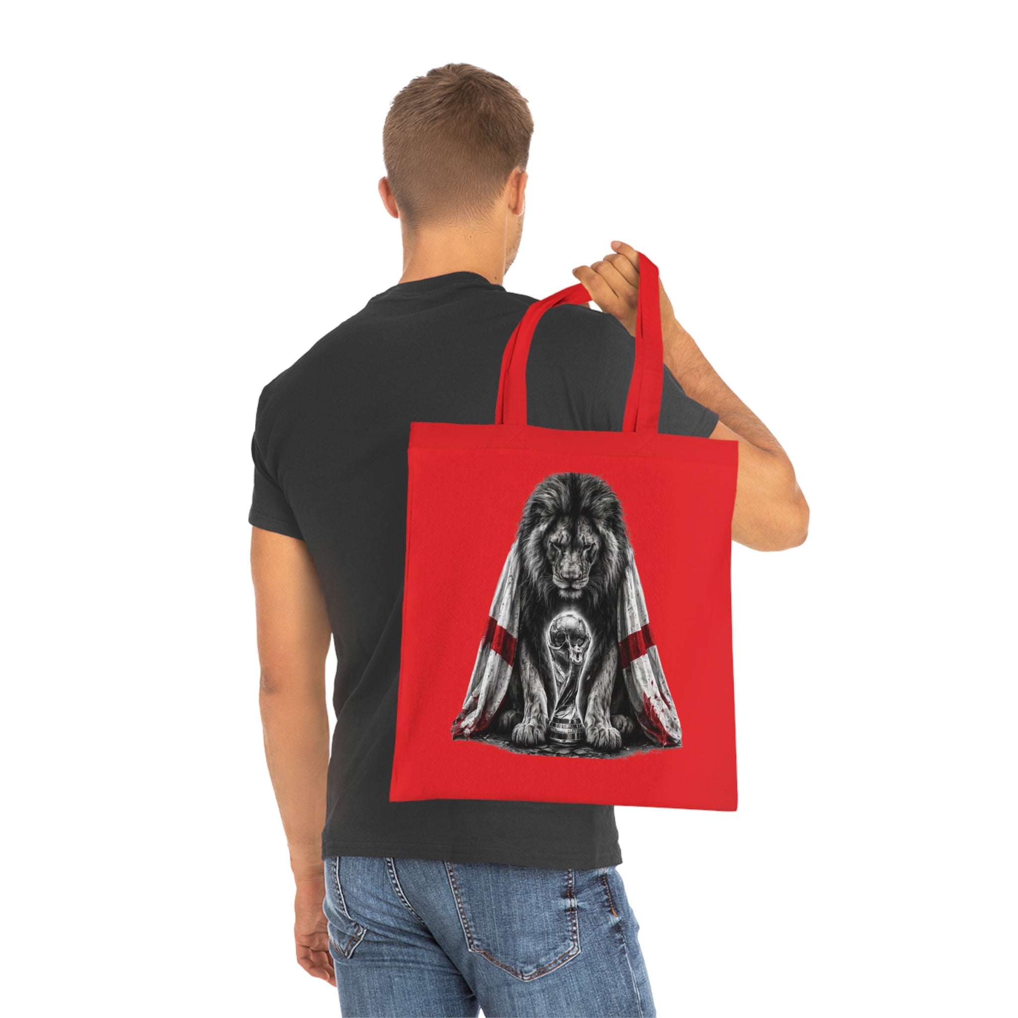 England Lion Tote Bag – Protective Lion Illustration Cotton Tote