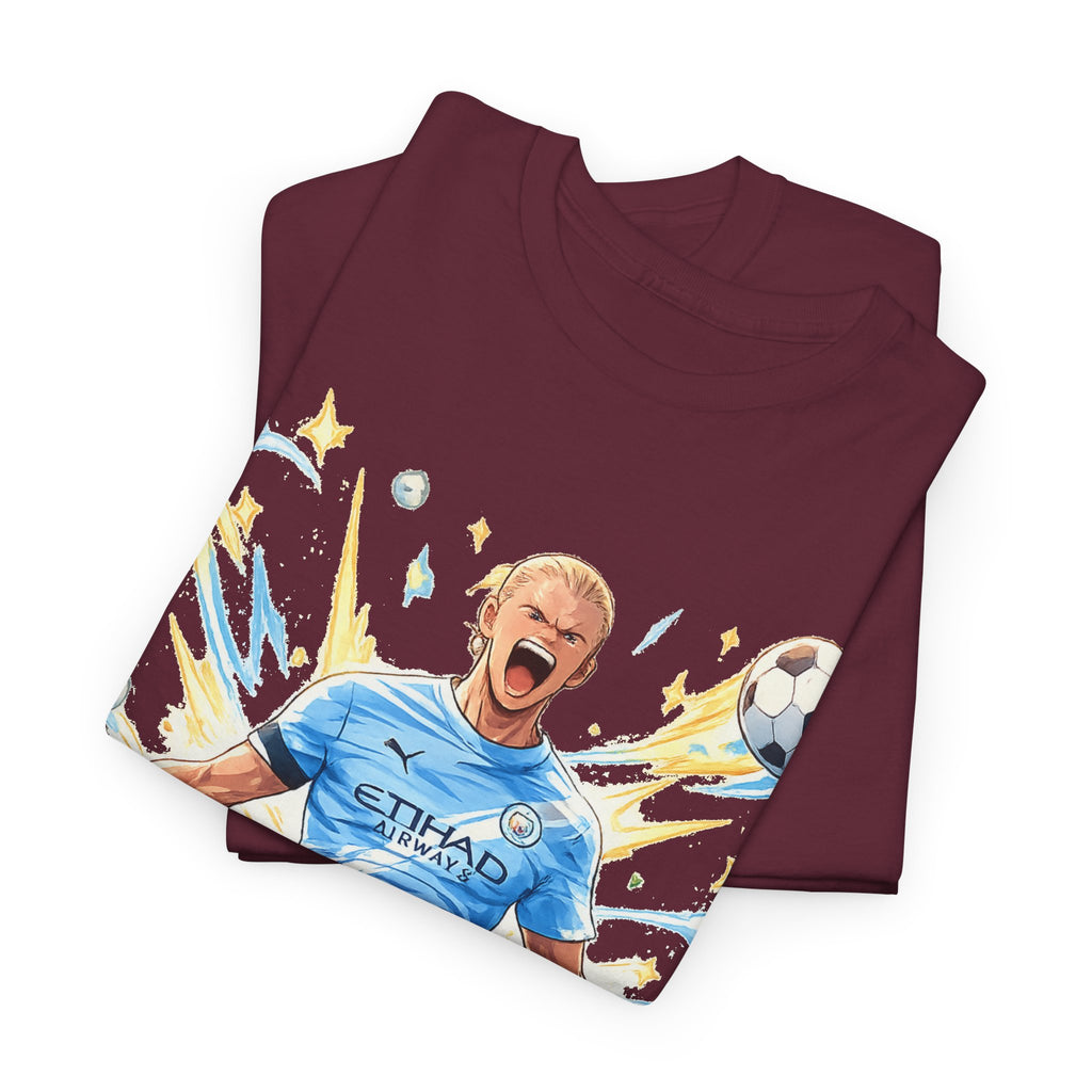 Erling Haaland Anime Fan Tee — Celebratory Football Player Graphic T-Shirt