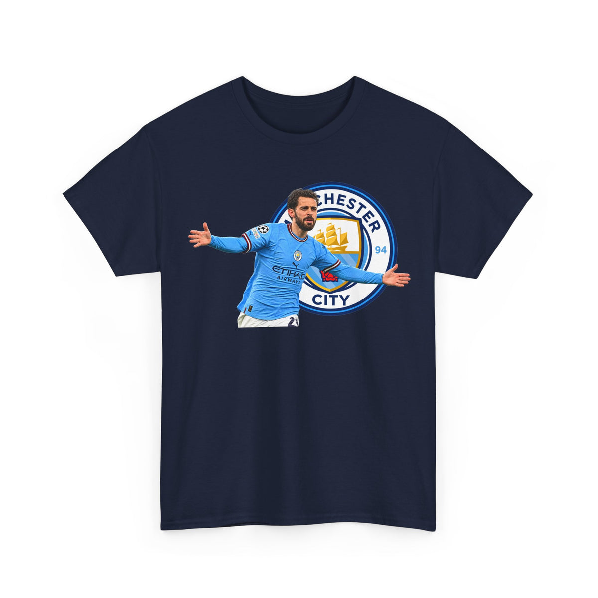 Bernardo Silva Manchester City Football Club Graphic Tee — Celebratory Player Design