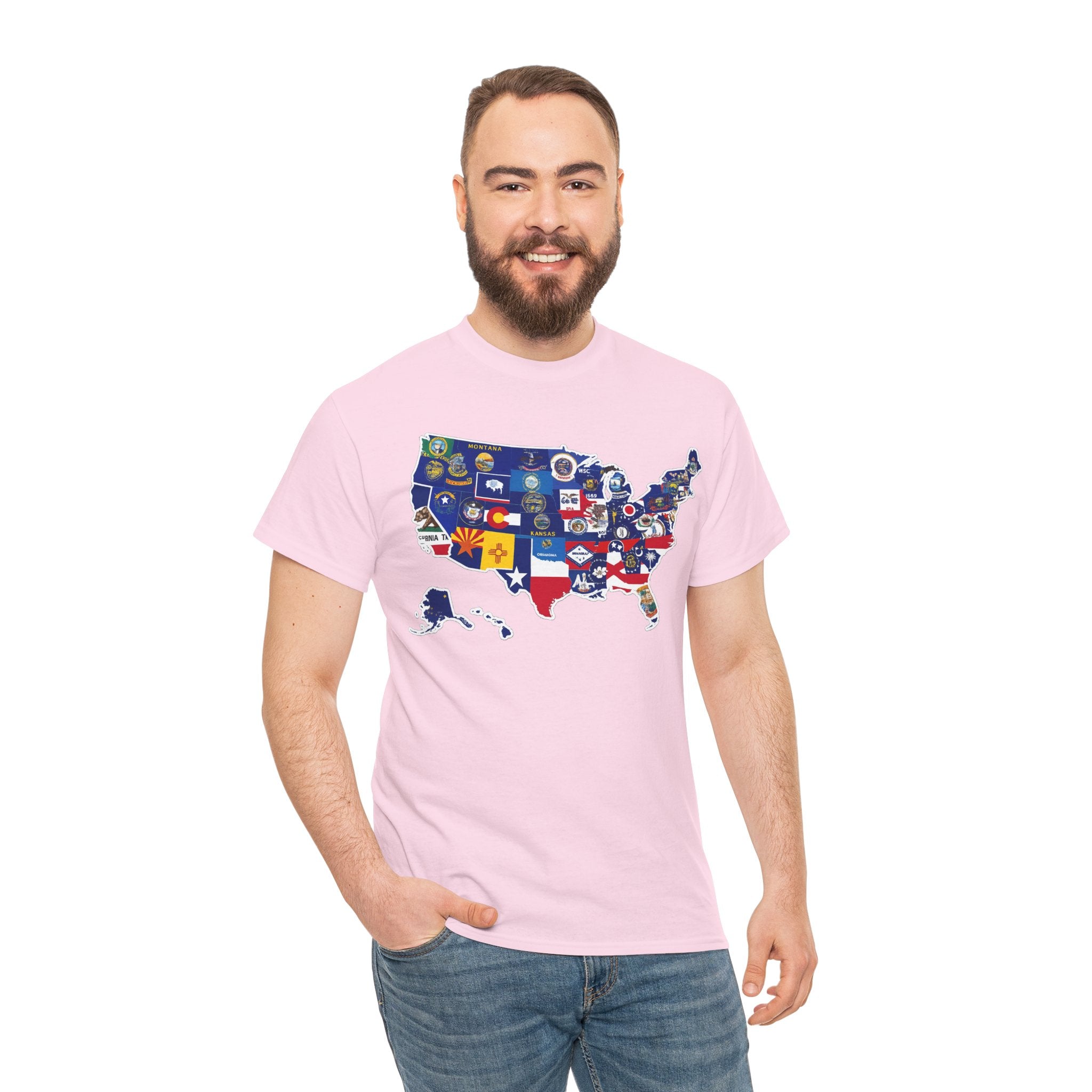 USA Map Flag T-Shirt — United States State Flag Map Tee