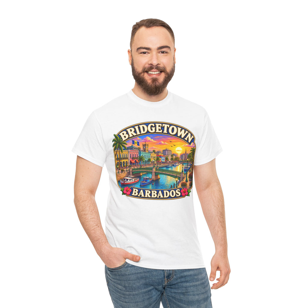 Bridgetown Barbados Vintage Sunset Tee — Caribbean Travel Souvenir T-Shirt