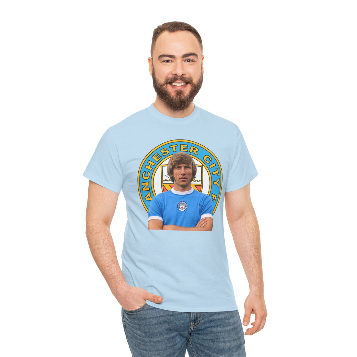 Colin Bell Manchester City Legend Cotton Tee — Retro Player Graphic