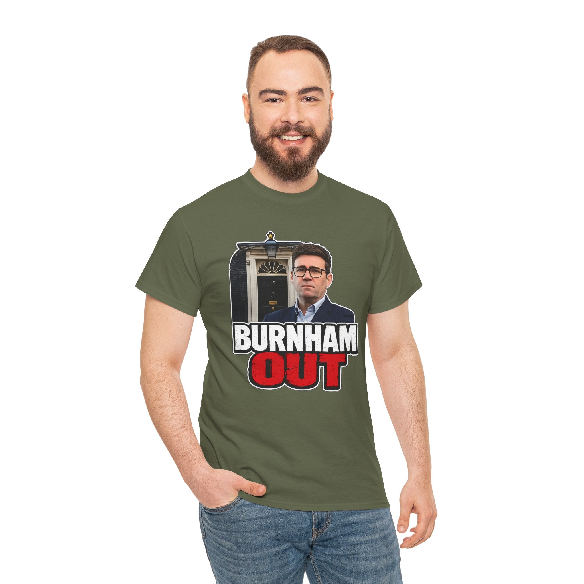 Andy Burnham Out Political Satire T‑Shirt — "Burnham Out" Protest Tee