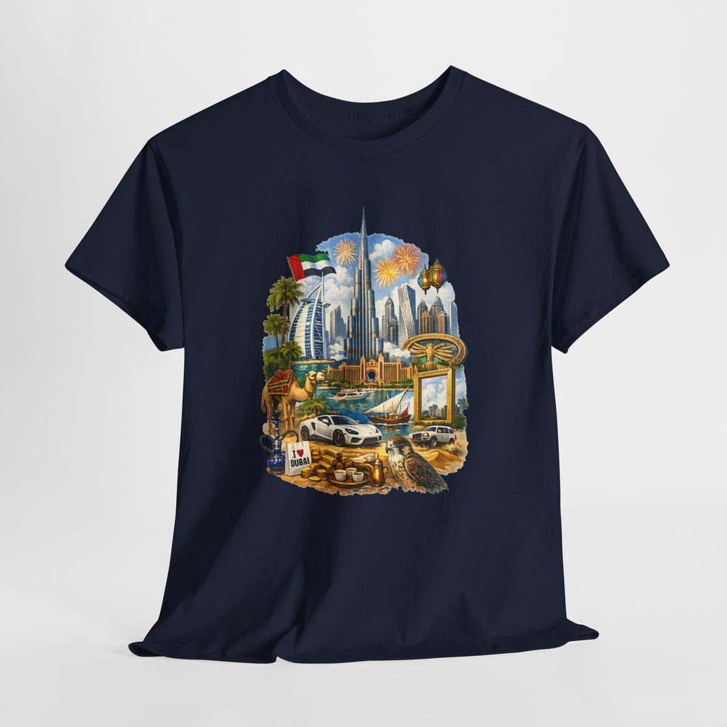 Dubai Skyline Beach Vacation T-Shirt – Retro Travel Collage Tee
