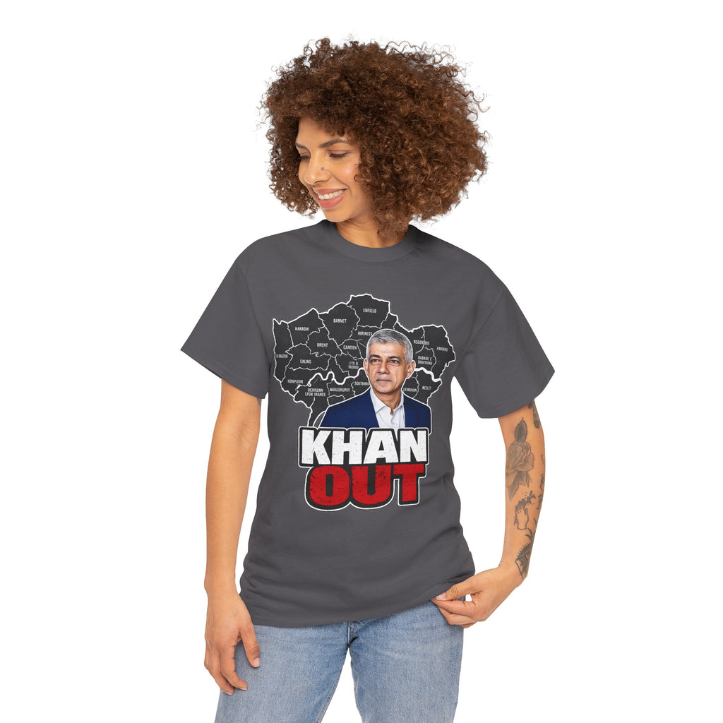 Sadiq Khan Out" Political Protest Tee with Sadiq Khan Graphic T-Shirt