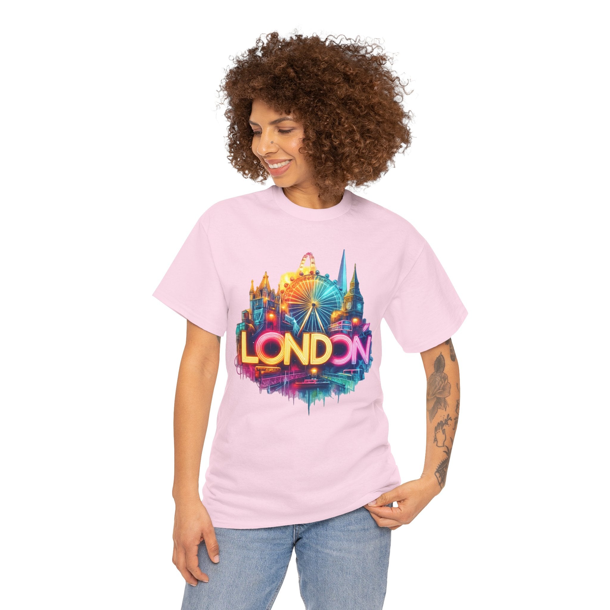 London Skyline Tee — Colorful Neon London Landmark T-Shirt