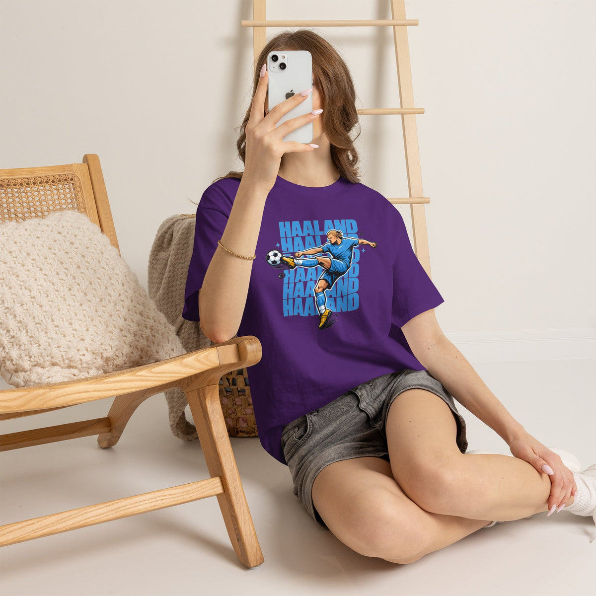 Haaland Manchester City Inspired Cotton T-Shirt — Striker Action Graphic Football Shirt