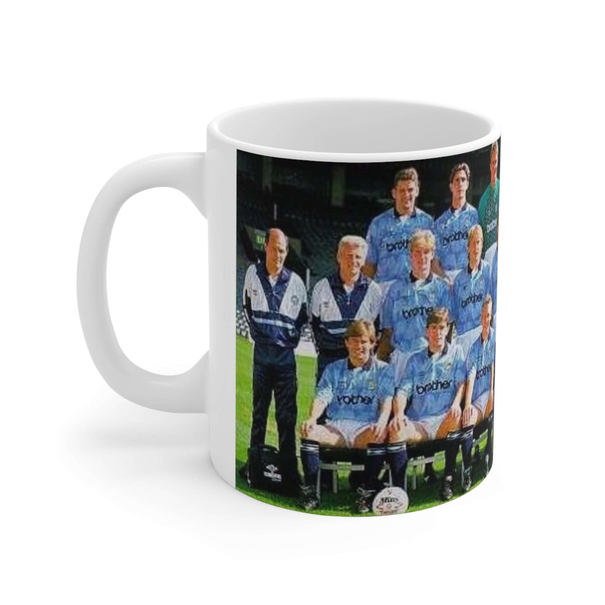 Manchester City 1990/91 Team Photo Coffee Mug — Vintage Soccer Squad Ceramic Mug (11oz & 15oz)