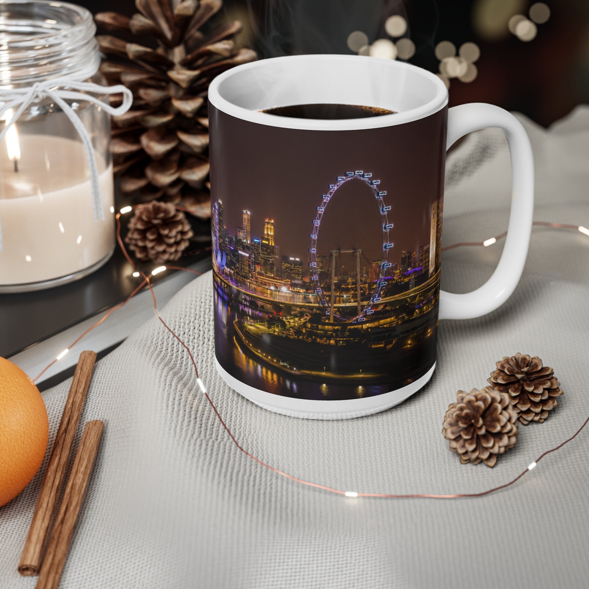 Singapore Night Skyline Coffee Mug — Marina Bay Sands Cityscape Ceramic Mug (11oz, 15oz)