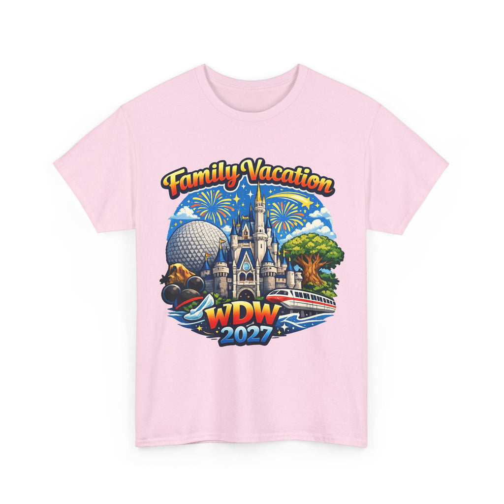 Family Vacation WDW 2027 T-Shirt – Disney Park Castle & Fireworks Vacation Tee