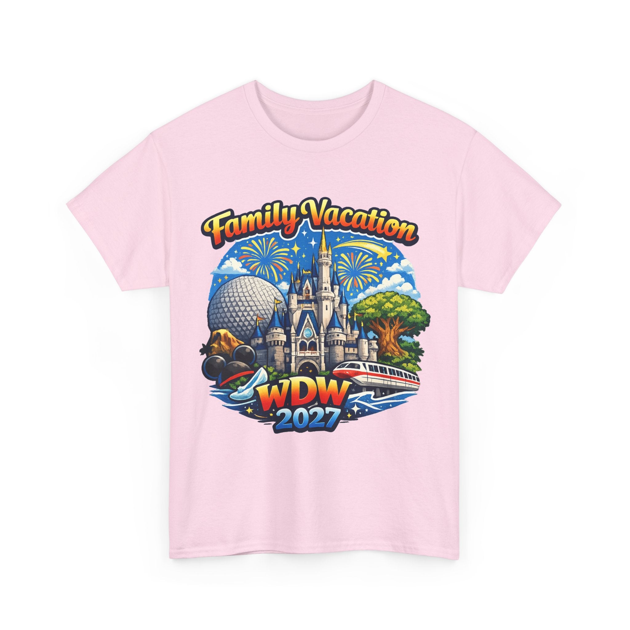 Family Vacation WDW 2027 T-Shirt – Disney Park Castle & Fireworks Vacation Tee