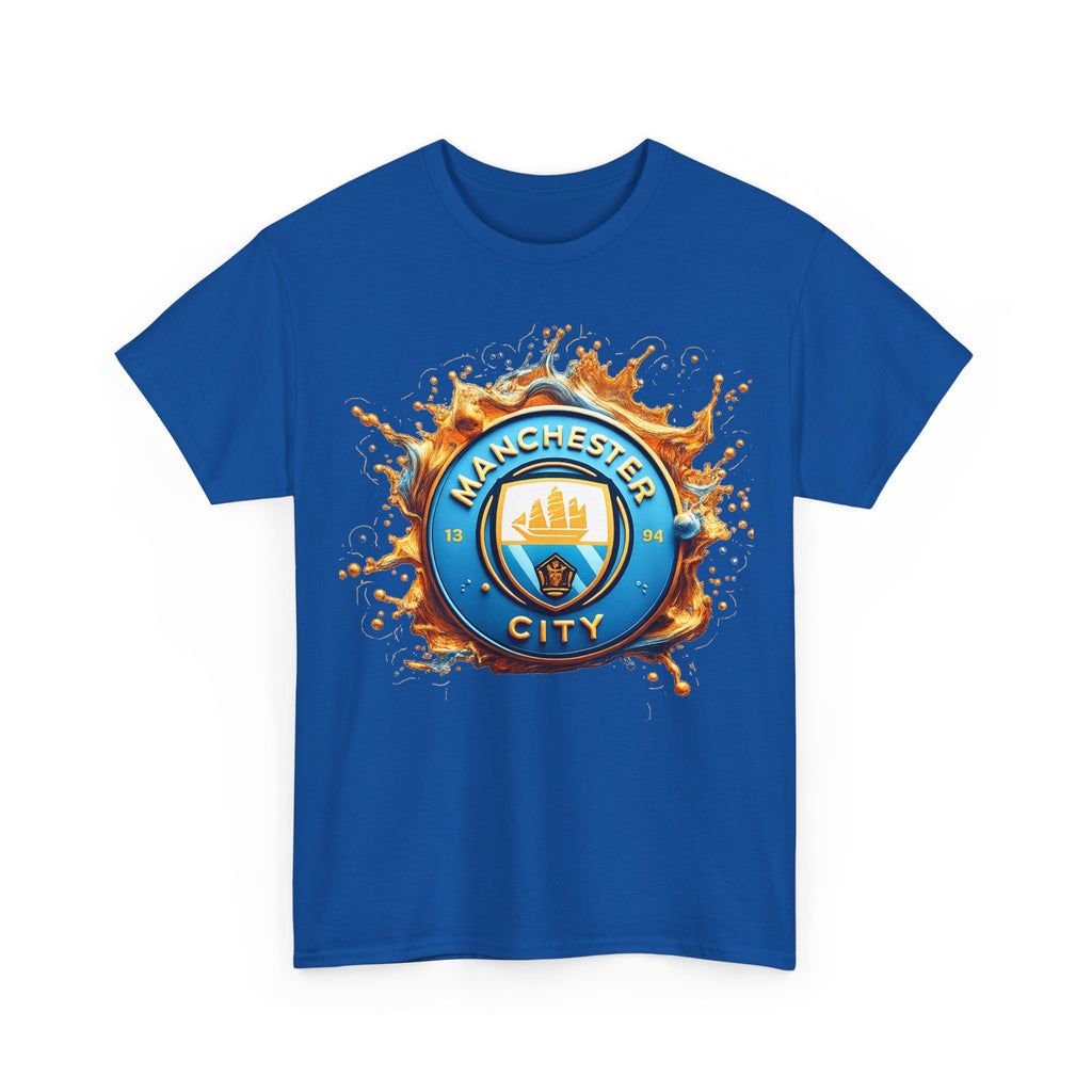 Manchester City Inspired Splash Logo Cotton T-Shirt