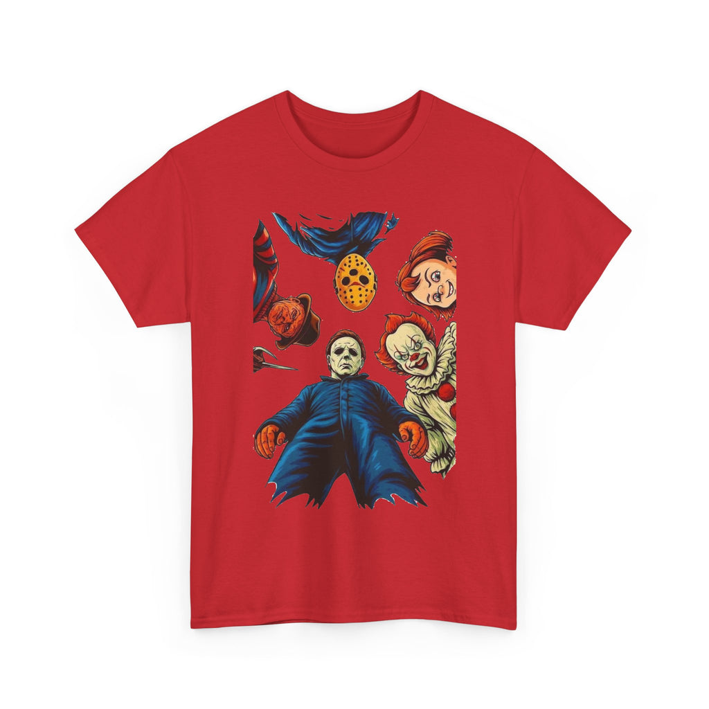 Horror Movie Icons Graphic Tee — Michael Myers, Jason & Classic Clowns Halloween T-Shirt