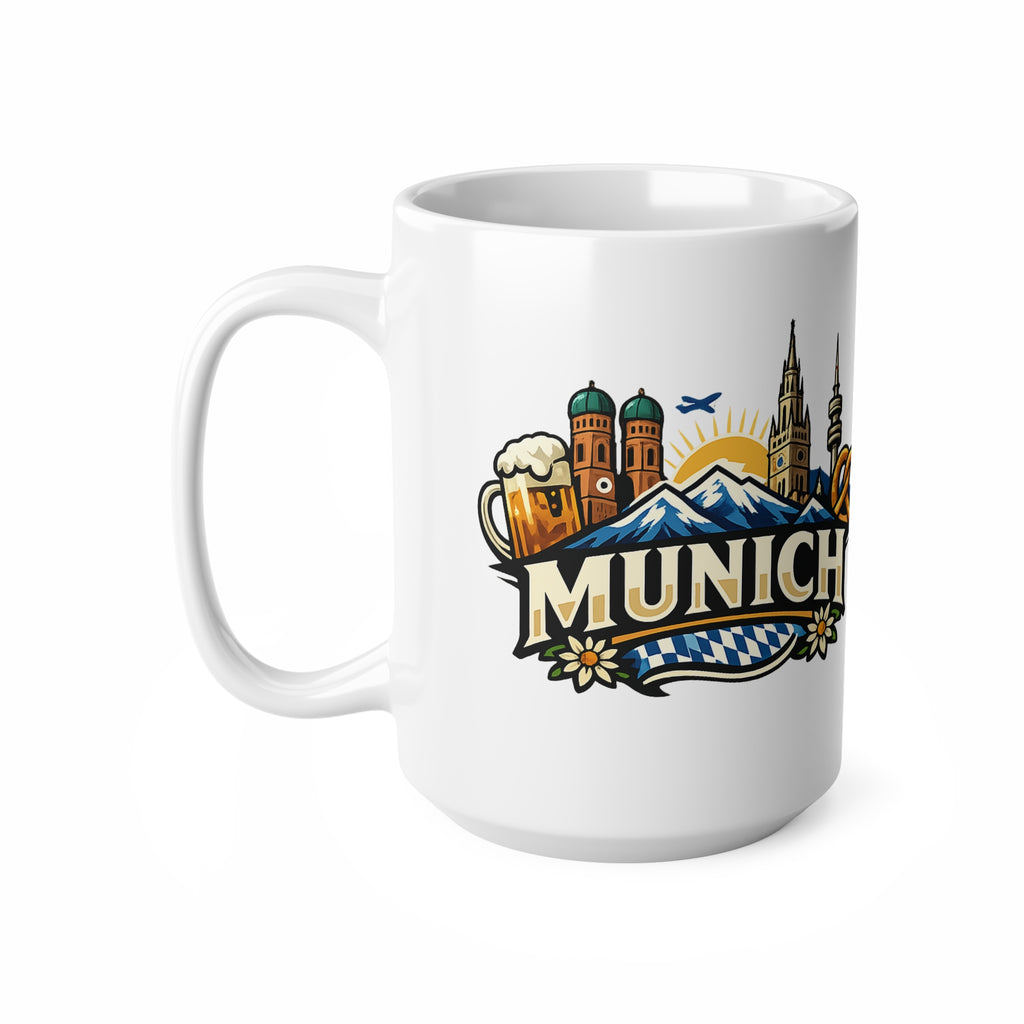 Munich Souvenir Coffee Mug — Bavarian Beer, Pretzel & Skyline Ceramic Mug (11oz/15oz)