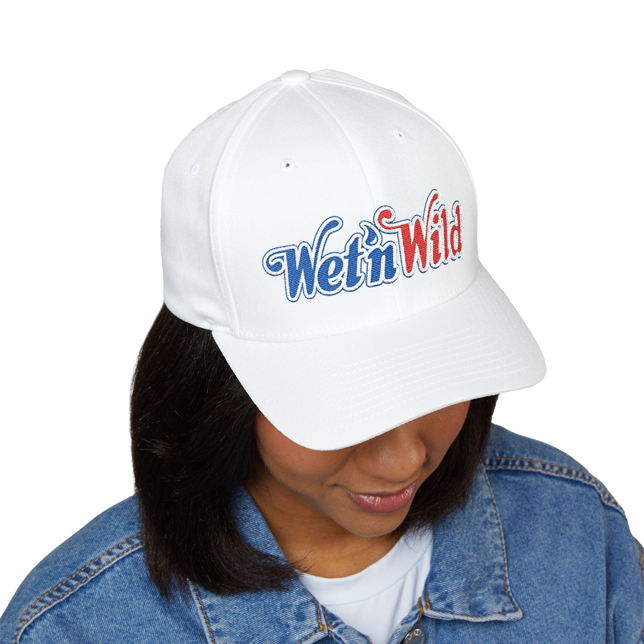 Wet 'n Wild Retro Embroidered Cap — Patriotic Red & Blue Retro Baseball Hat