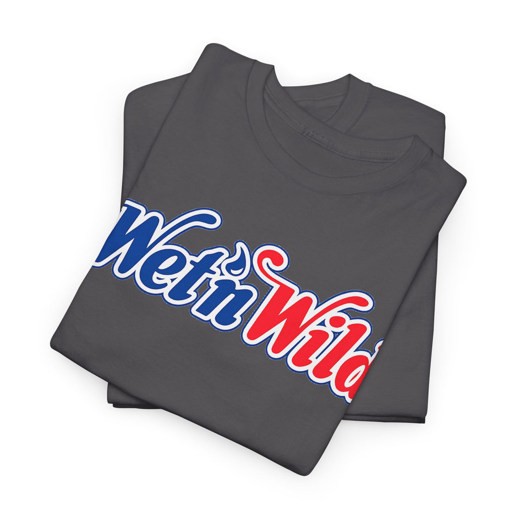 Wet 'n Wild Retro Script T-Shirt — Red & Blue Patriotic Graphic Tee