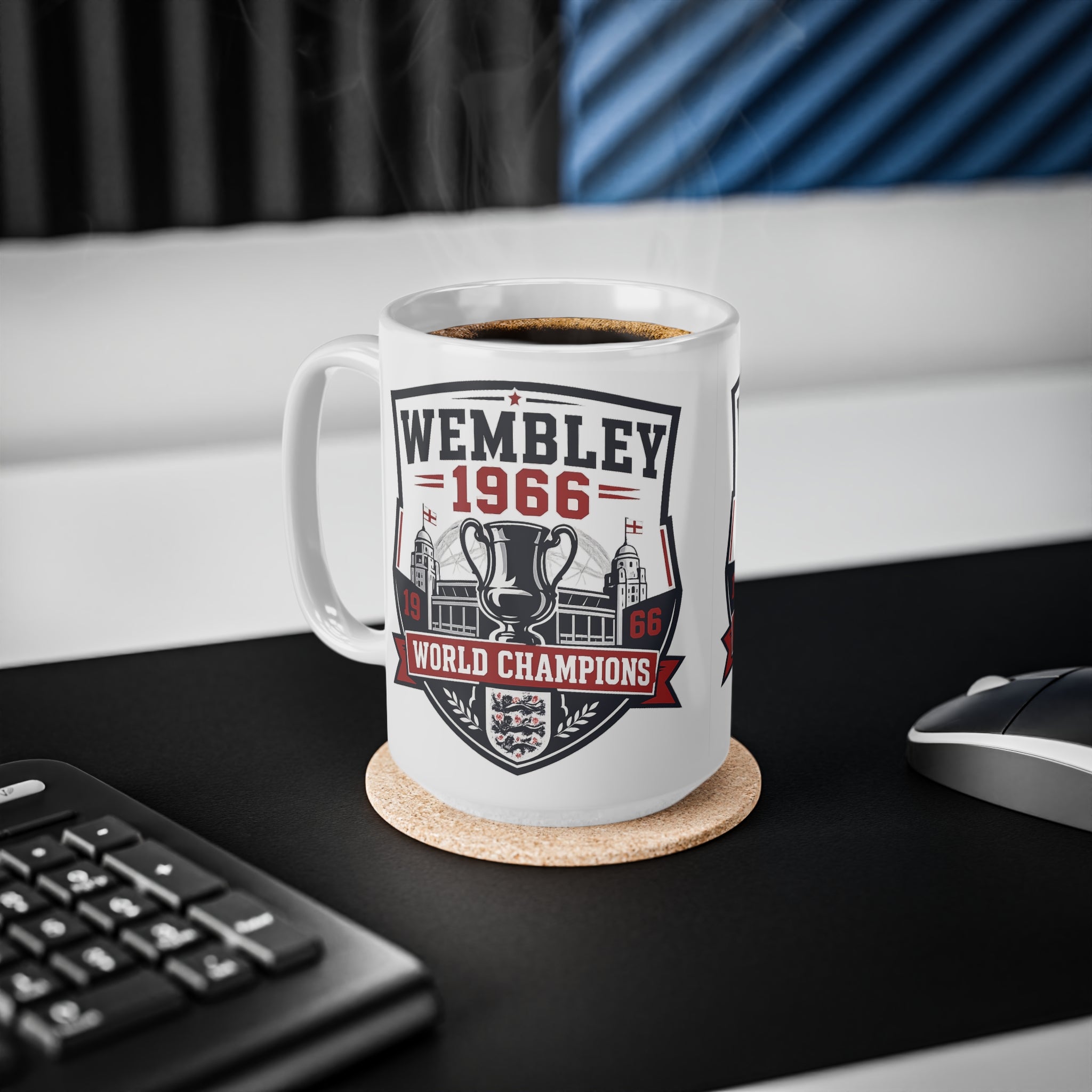 England Wembley 1966 World Champions Ceramic Coffee Mug — Football Vintage Trophy Design (11oz/15oz)
