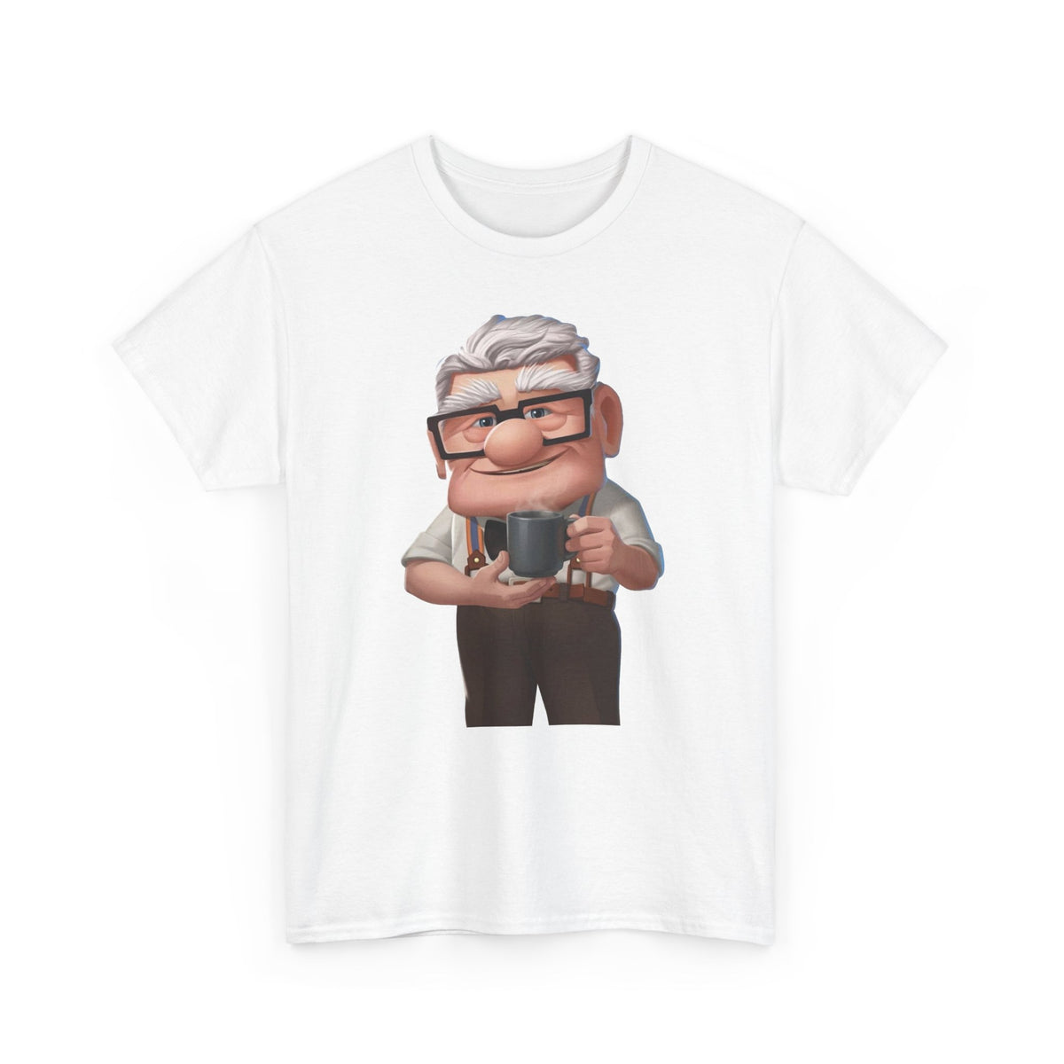Disney Up Cartoon Grandpa Mug Graphic Tee - Cute Elderly Character T-Shirt